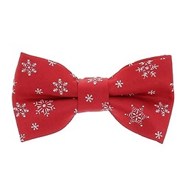 SHIPITNOW Christmas bow tie boys jacquard - snowflake, Christmas tree or candy cane children's bow tie - winter Christmas Eve bow tie, Snowflake Red and White