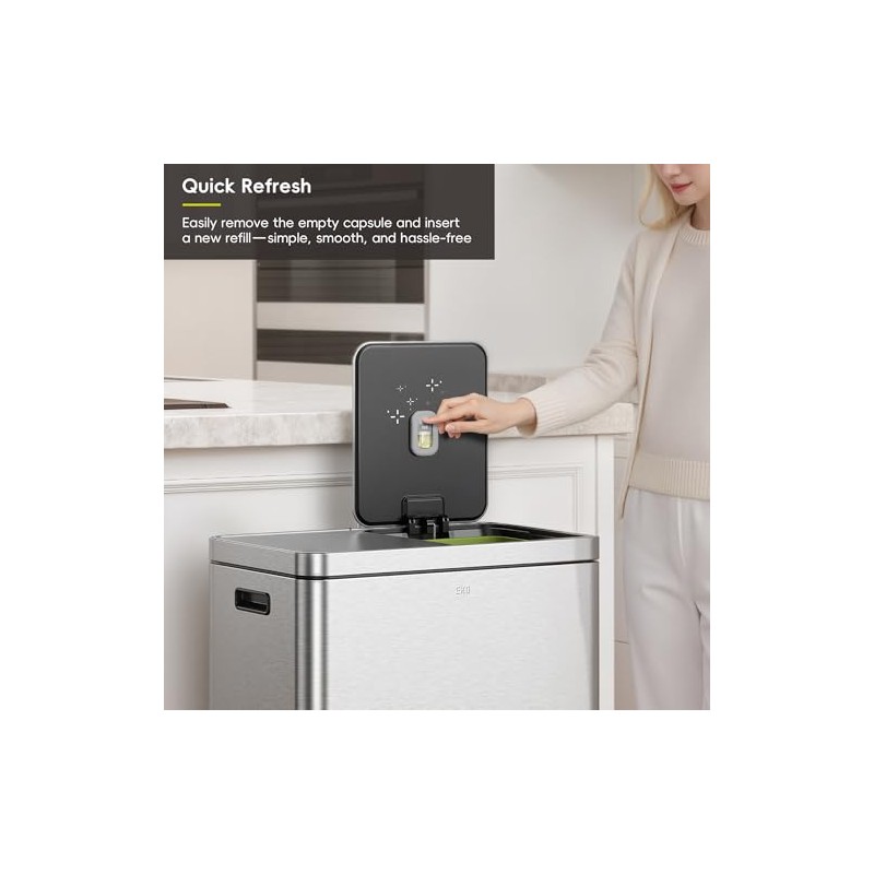 EKO Refresh Deodorizer Pod Refills, 4-Pack, Plant-Based Trash Can Deodorizer