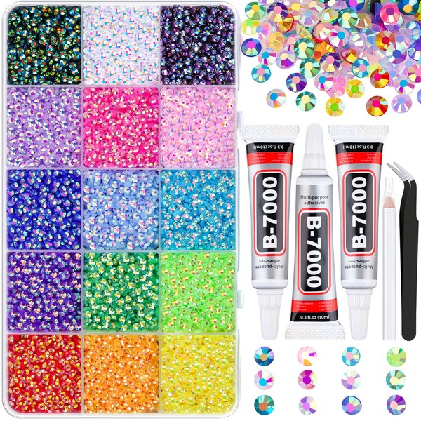 TINKRSTUFF 18000Pcs Resin Jelly Rhinestones for Crafting, Multicolor 3mm Flatback