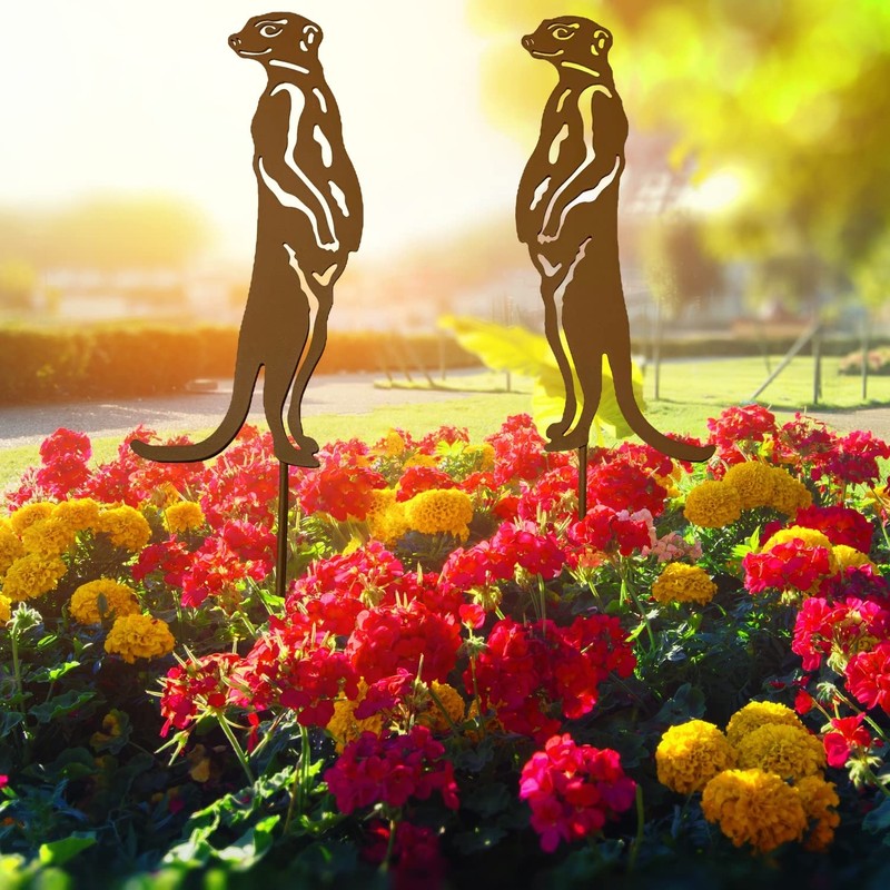 KRONLY Pack of 2 Meerkats 32 cm Garden Stake -