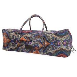 Kindfolk Yoga Mat XL Duffel Bag Extra Large Patterned Canvas with Pocket and Zipper