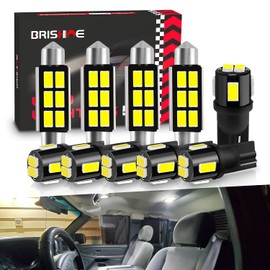 BRISHINE 578 211-2 Festoon 41MM 194 168 2825 T10 175 Combo LED Bulbs White Super Bright 5630 Chipset LED Bulbs for Japanese Truck Interior Dome Map Door Courtesy License Plate Lights (Pack of 10)