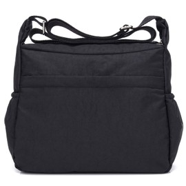 SHIFANQI Crossbody Bag for Women, Multi Pockets Waterproof Nylon Shoulder Handbag, Fashion Travel Crossbody Purse, Lightweight Purse for Women (Black)