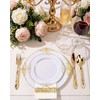 Morejoy 350PCS White and Gold Plastic Plates - Gold Plastic