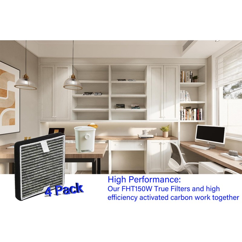 4 Pack FHT150W Replacement Filter For Febreze OdorGrab Air Cleaner