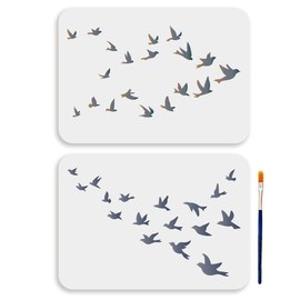 MAYJOYDIY Pack of 2 Bird Swarm Template in Size A4 29.7 x 21 cm Bird Swarm Flocking Wall Stencil Reusable Bird Hiking Stencil for Painting Walls Home Decoration DIY Crafts