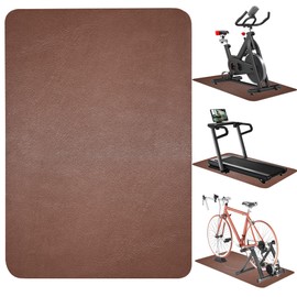 Treadmill Mat for Hardwood Floors, Non Slip Indoor Bike Trainer Mat Rubber Noise Under Treadmill Stationary Bike Floor Pads Brown Foldable Exercise Pad