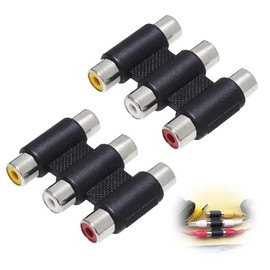 TVETE [2 pieces] RCA Connector Extension AV Relay Plug 3 Pin Female and 3 Pin Female Extension Connector RCA Audio and Video Connector Speaker 3 Row Speaker Connector