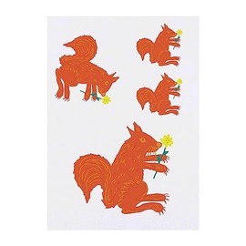 4 x 'Squirrel with a flower ' Temporary Tattoos - Water Resistant, Skin-Safe, Non-Toxic Transfers, Mixed Sizes (TO00061374)