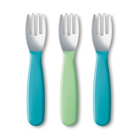 NUK NUK Kiddy Cutlery Forks, 18+ Months, Teal and Green, 3 Pack