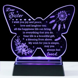 YWHL YWHL Sister Birthday Gifts from Sister Adult, Mother's Day Gifts for Sister, To My Sister Gifts from Brother, Glass Butterfly Sister Keepsake, Unique Christmas Graduation Present Ideas for Sister