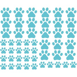 49 Pieces/Set Dog Paws Wall Decals Vinyl Pawprints Sticker Animal Footprint Wall Art Decoration for Kids Boy Girl Baby Nursery Bedroom Living Room Animal Tracks Decor YMX21 (Teal)