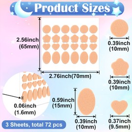 SmallCat 72 PCS Earring Support Patches, Waterproof Self-Adhesive Earring Backs Stickers for Droopy Ears, 0.4 inch Round Ear Lobe Earring Back Lifters for Heavy Earrings, Earring Studs Multi-Shapes