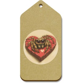 10 x Large 'Cute Spider on Valentine's Heart Shaped Box' Wooden Gift Tags (TG00139359)