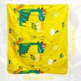 NTEVXZ Summer Quilt for Children, Air Conditioning Quilt, Cartoon Cooling Blanket, Summer Quilt, Yellow Dinosaur, Thin Cartoon Quilt, Soft, Cuddly All-Year Duvet, 110 x 150 cm