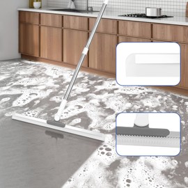 Hiitytin Floor Carpet Squeegee Pet Hair Remover Large Squeegee Broom for Floor with 53.5" Handle Perfect for Tiles, Marble, Wood, Bathroom, Garage, Shower, Window