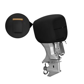 Outboard Motor Half Cover for 25-50 HP, 600D Oxford Waterproof Outboard Protective Case with Windproof Buckles and Drawstring, Boat Motor Cover with Reflective Strips and Event
