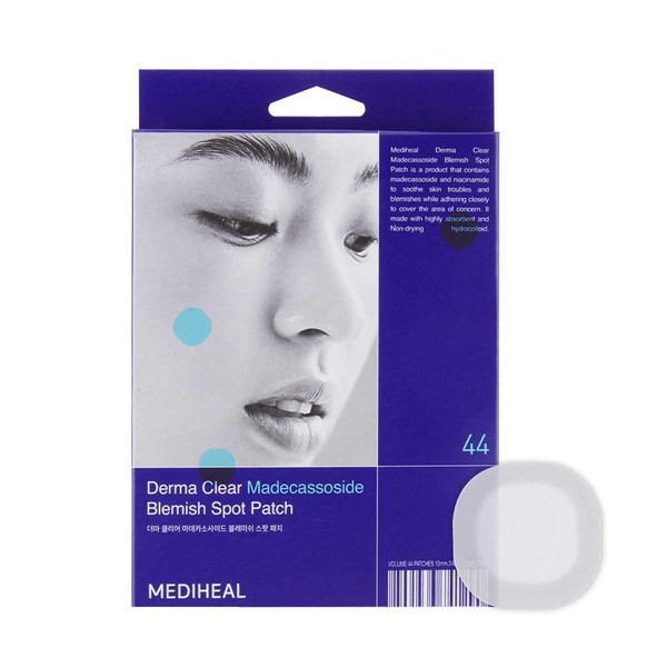 MEDIHEAL Derma Clear Madecassoside Blemish Spot Patch (44 Counts) - Acne Spot Protection, Spot Fast Healing with Madecassoside & Niacinamide