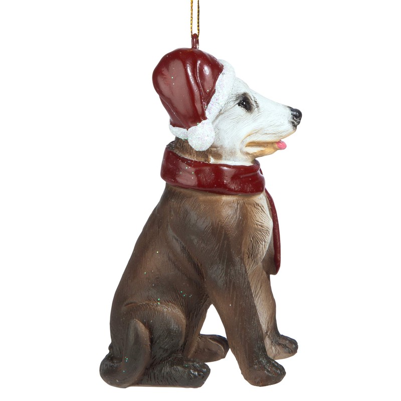 Design Toscano Pitbull Holiday Dog Ornament Sculpture, Full Color