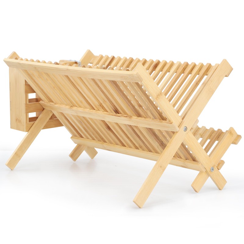 Elama 2-Tier Collapsible Kitchen Bamboo Drying Dish Rack, Collapsible Dish