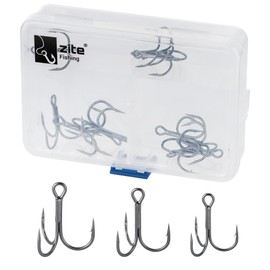 Zite Fishing Treble Hooks XL Set of 15 | Treble Fishing Hooks Assortment in Box | High Carbon Steel & Sharp Tips | Fishing Hooks Pike, Zander, Large Fish in Size 1, 1/0, 2/0