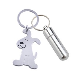 Cute Dog Key Ring with Cylindrical Bottle for Pet Ashes, Forever Memory Pet Cremation Keepsake Sympathy Gift