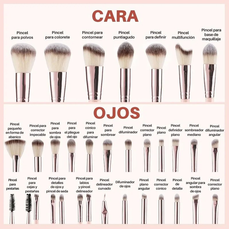 42 Brochas Maquillaje Profesional Y Herramientas Cosméticas