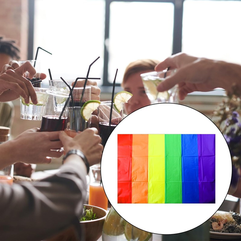 Jagowa Rainbow Table Cloth Pride Party Table Cloth Disposable Plastic