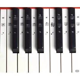 Does Not Apply Piano Keyboard Stickers for 88/61/ 54/49 Key, Black Transparent Full Key-Black