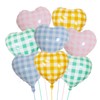 8pcs Checkered Heart Balloons Striped Plaid Heart Mylar Balloons for