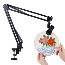 OLYCRAFT Black Embroidery Table Stand Kit 8~12mm Hole Hand Embroidery Stand Lap Folding Cross Stitch Stand Clamp Hand Embroidery Hoop Holder 360 Rotated Embroidery Holder Stand for Embroidery Hoops