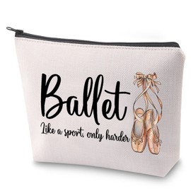 ZJXHPO Ballet Girl Cosmetic Bag Gift Ballet Lover Makeup bag Gift Ballet Like A Sport Only Harder Makeup Zipper Pouch Bag For Her (Ballet Harder)
