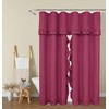 Castle Selection Linen Shower Curtain Set, Double Swag with Ruffles,