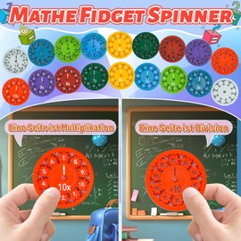 18Pcs Math Fidget Toy, Maths Fidget Spinner, Educational Math Fact Fidget Spinners, Double Sided Math Spinner for Learning & Education Toys Game, Christmas Party Bag Fillers for Kids