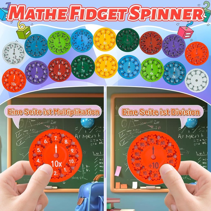 18Pcs Math Fidget Toy, Maths Fidget Spinner, Educational Math Fact