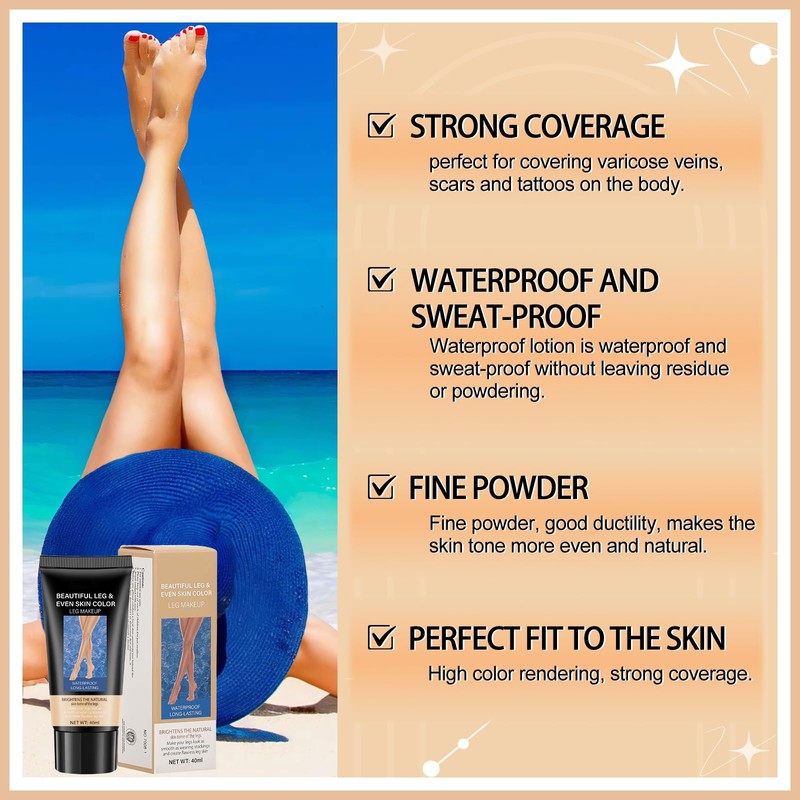 2pcs Leg Makeup Waterproof, Leg Make Up to Cover Veins,