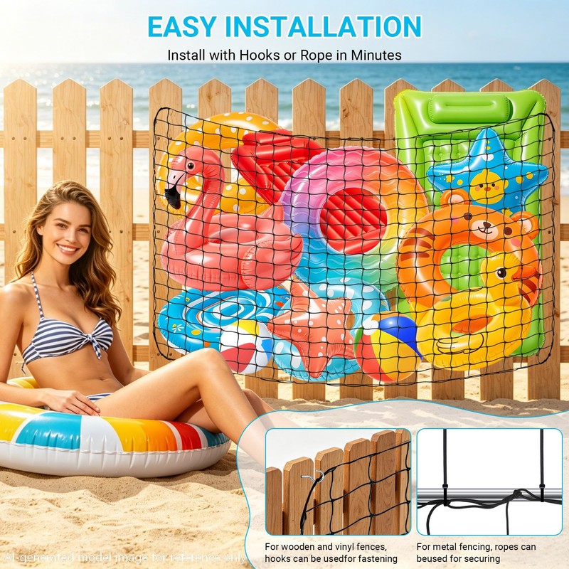 Extra Large Pool Toy Float Storage Net with 20 Hooks
