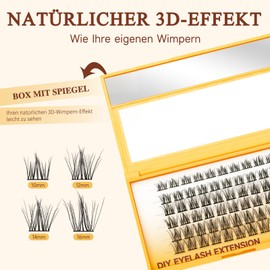 QUEWEL Lash Cluster Pack of 60, Mixed Eyelash Clusters 10-16 mm, 3D DIY Eyelash Extensions, Soft and Fluffy Individual Eyelash Extensions, Create Natural Look at Home (LTM02-MIX10-16 mm)