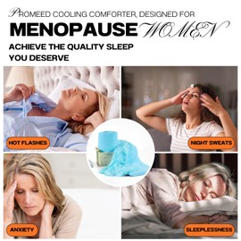 PROMEED Weighted Cooling Comforter for Menopause - Gentle Pressure Cooling Blanket with QMAX 0.45 Tech, Hot Flash & Night Sweat Relief, Breathable & Machine Washable, 6LB Measures 87"x91"