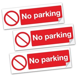 SAFESIGN (3 Pack) No Parking Vinyl Sign Stickers 300 X 100mm - Conforms to EN ISO 7010:2012