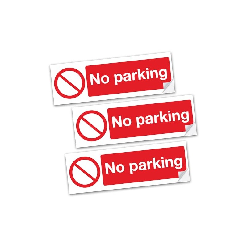 SAFESIGN (3 Pack) No Parking Vinyl Sign Stickers 300 X