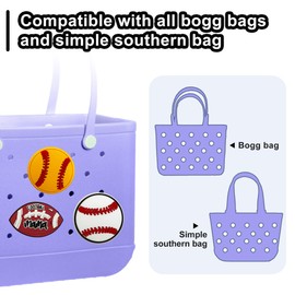 storcfe Sports Charm for Bogg Bag, Baseball Patterns Decoration, Accessories Charms PVC Rubber Insert Decorative Charms for Handbag Beach Tote Bag