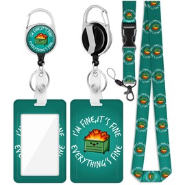 Plifal ID Badge Holder with Lanyard and Retractable Badge Reel Clip, Funny I'm Fine It's Fine Card Name Tag Lanyard Vertical ID Protector Bage Clips for Nurse Nursing Doctor Student-2