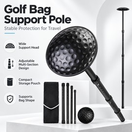 Golf Bag Support Rod for Travel and Storage – 4-Section Adjustable Length to Help Prevent Bag Deformation
