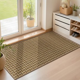 LEKEEPGO Door Mat Indoor Entrance 24"x47", Absorbent Indoor Door Mat Large, Non Slip Rubber Backing Inside Door Mats, Washable Floor Mat, Low-Profile Doormat for Front Door, Entryway, Entrance, Brown