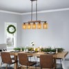 Feohak Boho Dining Room Light Fixture, 5-Light Rattan Chandelier, Farmhouse