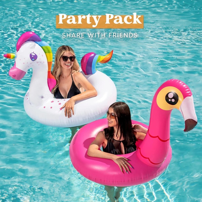 Jasonwell 2-Pack Flamingo Unicorn Pool Float - Fun Floaties Inflatable