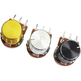 PDOLIGBDN Switch Encoder 5pcs/lot Carbon Film Potentiometer WH148 15mm,with Rotary Switch Knobs Cap Kit B1K 2K 5K 10K 20K 50K 100K 250K 500K 1M (Size : Gold - B250K)