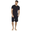 Mens Striped Pyjamas Set HT331C Shorts Black/Grey X Large