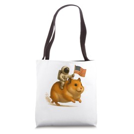 Space Hamster USA Ride, Funny Astronaut Patriot Meme Tote Bag